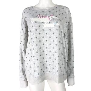 LC Lauren Conrad Dachshund Dog Snowflake Fleece Pullover Long Sleeve Top